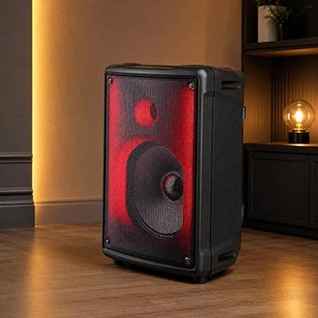 Портативна Bluetooth колонка 30Вт RGB підсвітка караоке мікрофон FM USB TF TWS акумулятор 2400 мАг RIAS 8" Black (33І8-XR)