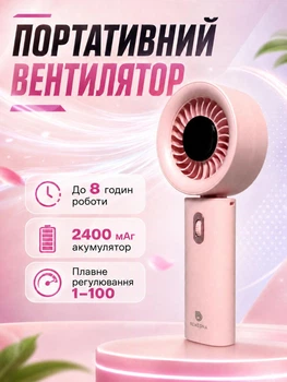 Портативный вентилятор Remzona Fan Breezy 3.5W usb со встроенным аккумулятором и охлаждением в комнату на шею для головы HMF-02PK 2025 розовый