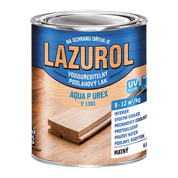 Акрилово-уретановый лак для деревянных полов LAZUROL AQUA P UREX V1301, 5 л, прозрачный, матовый