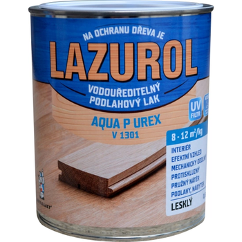 Акрилово-уретановый лак для деревянных полов LAZUROL AQUA P UREX V1301, 0,6 л, прозрачный, глянцевый