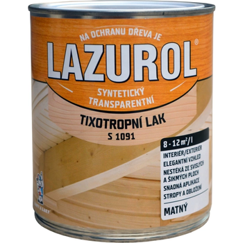 Тиксотропный лак LAZUROL S1091 для дерева и металла, 0,75л, бесцветный, матовый