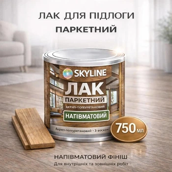 Лак для паркета Skyline акрил-полиуретановый полуматовый без запаха 0.75 л