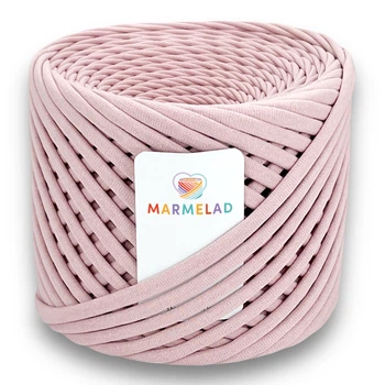 Трикотажная пряжа Мармелад 50 м 3-5 мм Pink Powder Розовая пудра
