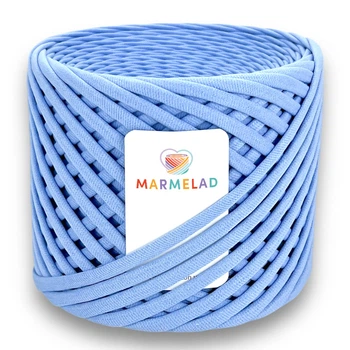 Трикотажная пряжа Мармелад 50 м 3-5 мм Blue Голубая