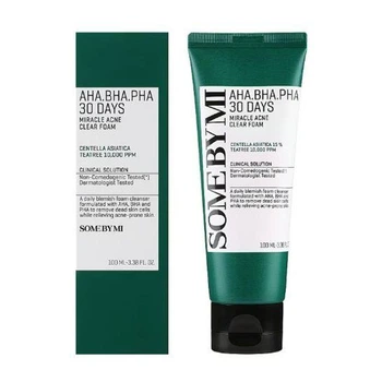 Очищающая кислотная пенка для умывания SOME BY MI AHA BHA PHA 30 Days Miracle Acne Clear Foam 100 мл (8809647390091)