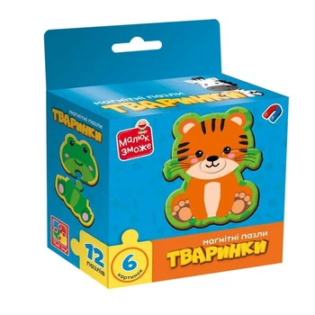 Пазли Vladi toys Малюк зможе "Тваринки" магнітні 12 ел (VT1733-04)