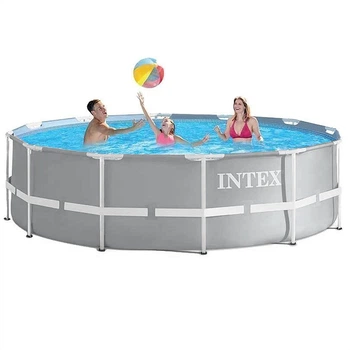 Каркасний басейн Intex 26718-0,366 х 122 см міцний металевий каркас для відпочинку влітку басейн для дачі легкий монтаж та компактне зберігання басейн вуличний 366х122 см басейн каркасний з чашею для сімейного відпочинку