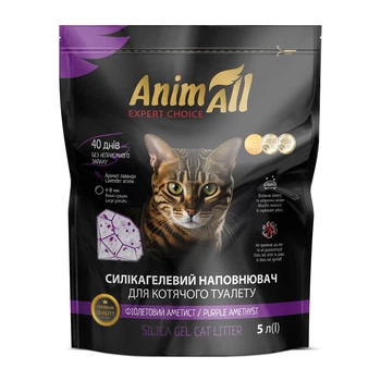 Наповнювач туалету для котів AnimAll Premium Фіолетовий аметист 5 л (силікагелевий)