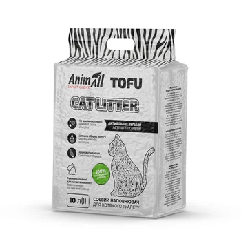 Наповнювач соєвий для котячого туалету AnimAll Tofu 10 л - активоване вугілля