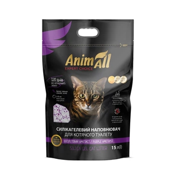 Наповнювач для туалету котячий AnimAll Premium Edition Purple Amethyst 15 л - силікагель