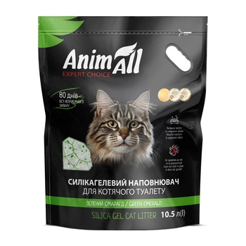Наповнювач для туалету котячий AnimAll litter Green emerald 10,5 л - силікагель
