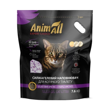 Наповнювач силікагелевий для котячого туалету AnimAll Фіолетовий аметист 7,6 л - лаванда