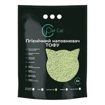 Наповнювач соєвий для котячого туалету Pet Cat Тофу 2,5 кг - зелений чай