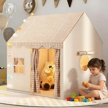 Детская игровая палатка-домик Home бежевая 120×100×130 см, складная палатка для детей из полиэстера