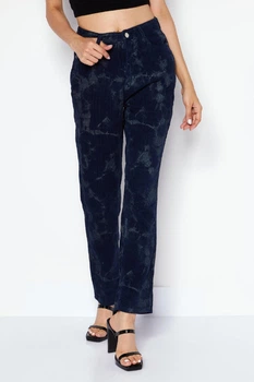 Вельветові штани Missguided з візерунком тай-дай Regular Fit Синій EU36 10208693