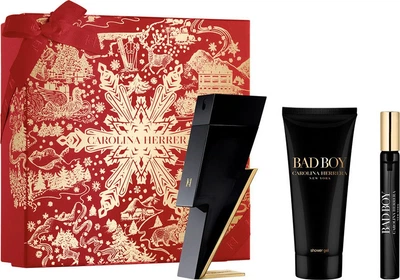 Zestaw dla mężczyzn Carolina Herrera Bad Boy Woda toaletowa 100 ml + Żel pod prysznic 100 ml + Miniaturka Woda toaletowa 10 ml (8411061134375)