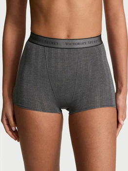 Женские трусики шортики высокая талия из модала boyshort panty Victoria's Secret серые QAD68 размер L