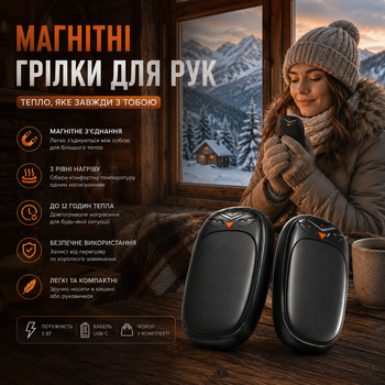 Аккумуляторные магнитные грелки для рук 5 Вт 3 уровня нагрева: умный портативный USB двойной подогреватель для рук, ABS