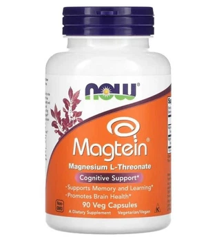 Треонат магнію NOW Magtein Magnesium L-Threonate 90caps для покращення роботи мозку