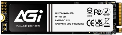 Dysk SSD AGI AI298 512GB M.2 2280 NVMe PCIe Gen3 x4 3D NAND Flash (AGI512GIMAI298-CB)