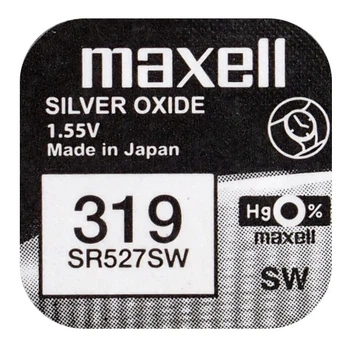Батарейка часовая серебрянно-цинковая Maxell 319 SR527SW, 1.55V, блистер