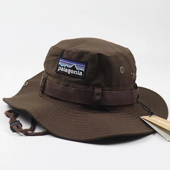 Панама Patagonia коричневого (шоколадного) цвета на обхват головы 56–58 см, повседневная коричнева панама с шейным шнурком