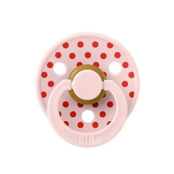 Соска пустушка BIBS Studio 6-18 міс 2 розм Colour Polka Small Latex Round (кругла)–Blossom/Candy Apple