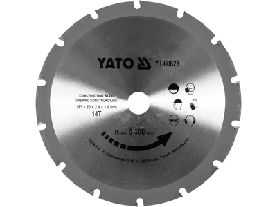 Диск пильный YATO по дереву с гвоздями 185 x 24 x 20 мм 14 зубьев YT-60628
