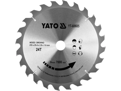 Диск пильный твердосплавный YATO по дереву 235 x 25.4 x 2.8 x 1.8 мм 24 зуба YT-60685
