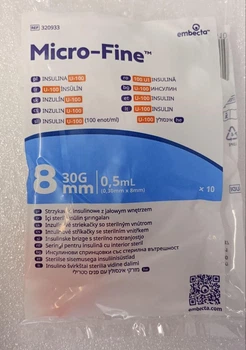 Шприц инсулиновый Embecta Micro-Fine '0.5 мл U-100 30G - Микрофайн 10шт.