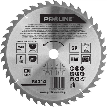 Пильний диск по дереву Proline 315 x 30 мм 84314 (5903755843142)