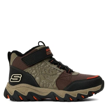 Ботинки детские демисезонные Skechers Dino для мальчика коричневые с черными вставками 31