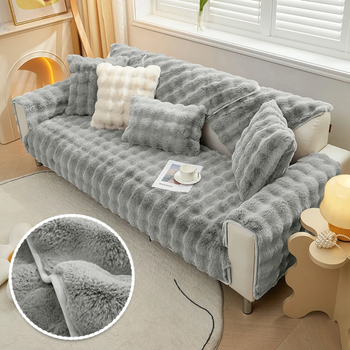М'яка накидка для дивану хутряна Diana Textile 90х160 см Темно-сірий Штучне хутро