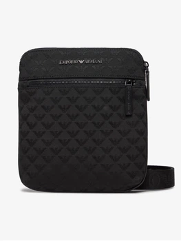 Сумка чоловіча Emporio Armani месенджер крос-боді через плече чорна з жакардовим принтом (Y4M185 Y022V 81336)
