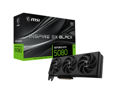 Відеокарта GeForce RTX 5080 16GB MSI Inspire 3X OC Black (RTX 5080 16G INSPIRE 3X OC BLACK)