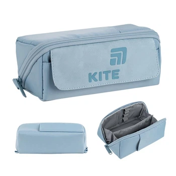 Пенал KITE K26-2702-2 1 відділення на блискавці сіро-блакитний