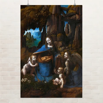 Постер Мадонна в скелях, Леонардо да Вінчі, Leonardo da Vinci, Virgin of the Rocks, A0 106×71 см (id6758)