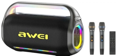 Głośnik bezprzewodowy AWEI KT20 400W Bluetooth 5.3 z zestawem karaoke Czarny