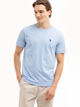 Футболка бавовняна довга чоловіча U.S. Polo Assn 113904-0400A(Surf Blue Heather) 2XL Блакитна (786665249885)
