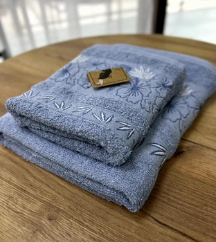 Набор махровых полотенец коттон L&M Home Textiles 2 шт (70х140, 50х90) светло-синий