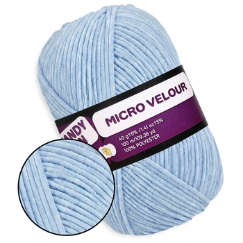 Candy-yarn Micro Velour, Голубой №18, микровелюр 40г/100м, плюшевая пряжа для вязания игрушек, амигуруми, пледов