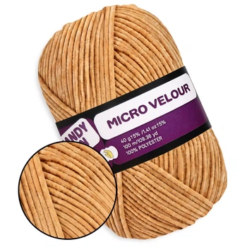 Candy-yarn Micro Velour, Тедді №42, мікровелюр 40 г/100 м, плюшева пряжа для в’язання іграшок, амігурумі, пледів, м’яка велюрова пряжа