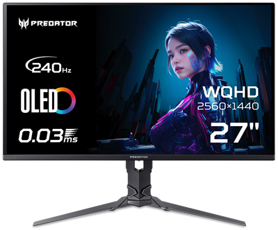 Монітор TFT ACER 26.5" Predator X27UW3bmiiprx (UM.GXXEE.305) QD-OLED QHD 240Hz 2*HDMI DP Pivot MM Black