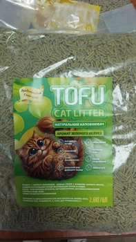 Натуральний соєвий наповнювач TOFU «Турботливий Господар» Tofu Cat Litter зелене яблуко