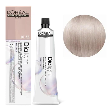 Гель-фарба безаміачна тонуюча L'Oreal Professionnel Paris на кислотній основі Dia Light 10.32 Молочний коктейль дуже світлий блондин золотистий перламутровий 60 мл