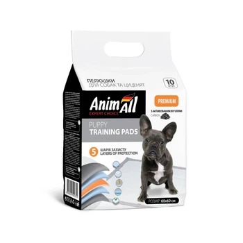 Пелёнки для собак AnimAll, 60x60 см, с активированным углем, 10 шт/уп