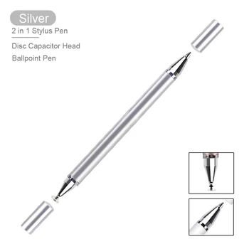 Универсальный Емкостный Стилус - Ручка 2 в 1 Touch Pen Серебро для телефона планшета сенсорного экрана