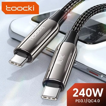 Кабель Toocki 240W (48V/5А) PD3.1 для заряджання та передачі даних, Type-C to Type-C, BLACK, 2м