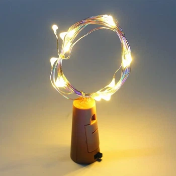 Светодиодная LED Гирлянда пробка 2м для бутылки в комплекте с батарейками / Теплый свет / 1шт