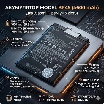 Аккумуляторная батарея BP45 для Xiaomi 12 Pro AAAA no LOGO, аккумулятор для смартфона Сяоми